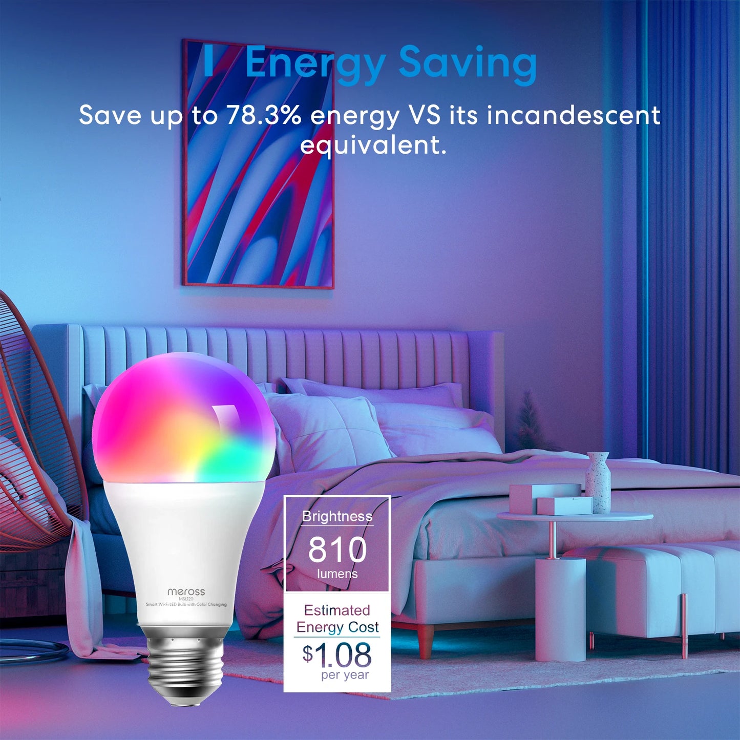 Meross HomeKit Smart LEDLight Bulb 9W WiFi RGBWW Lamp E27/E26/B22 Base White Dimmable Bulb Support Alexa Google Home SmartThings