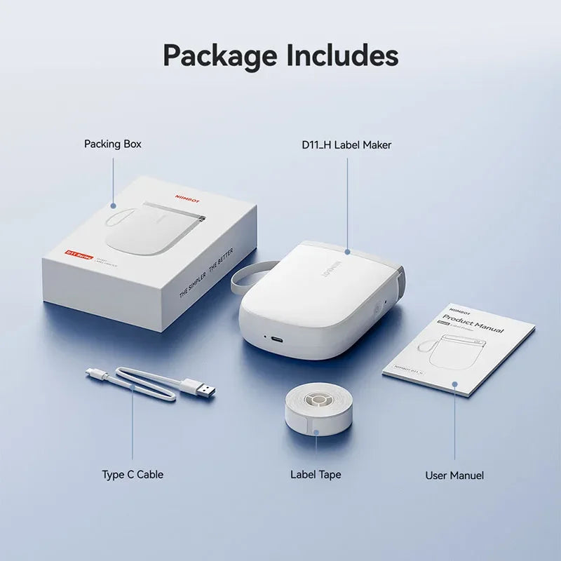 2024 Niimbot D11H Label Thermal Printer Portable Mini Pocket Maker Name Price Self-adhesive Sticker Paper roll for Phone Machine