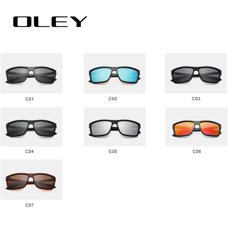 OLEY Men Polarized Sunglasses Brand Vintage Square Driving Movement Sun Glasses Driver Safety Protect UV400 Eyeglasses Y6625