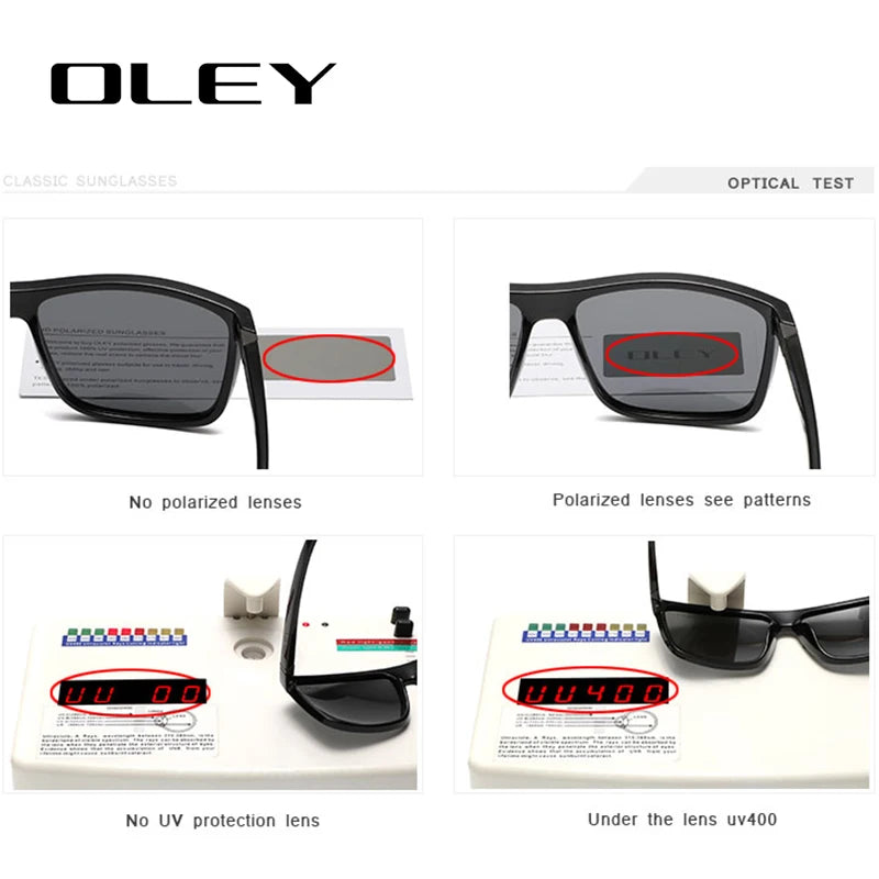 OLEY Men Polarized Sunglasses Brand Vintage Square Driving Movement Sun Glasses Driver Safety Protect UV400 Eyeglasses Y6625