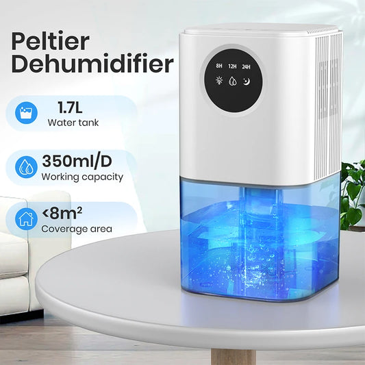 B221 Smart Home Dehumidifier 1.7L Large Capacity Dehumidifier Bathroom Basement Timing Dehumidifier with Colored Lights