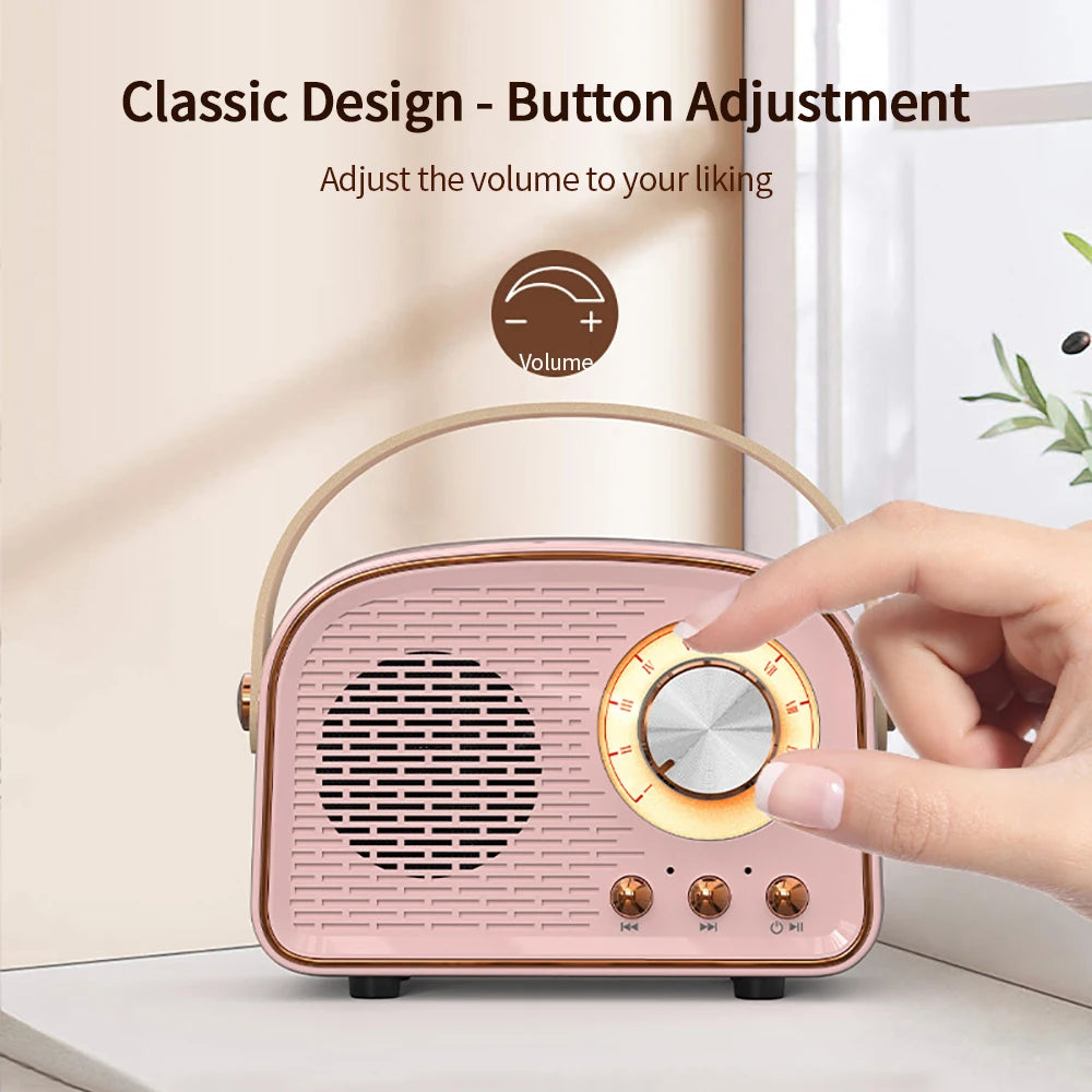 Retro Bluetooth Speaker Cute Mini Speaker with FM Radio Portable Wireless Speaker with TWS Music Player Hifi Stereo TF with USB