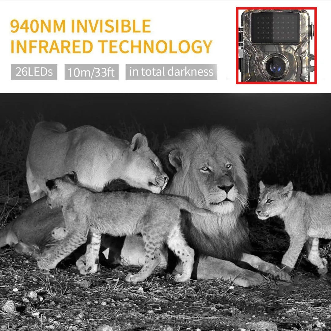 Hunting Trail Camera 16MP 1080P 940nm Infrared Night Vision Motion Activated Trigger Security Cam Outdoor Wildlife Photo Traps
