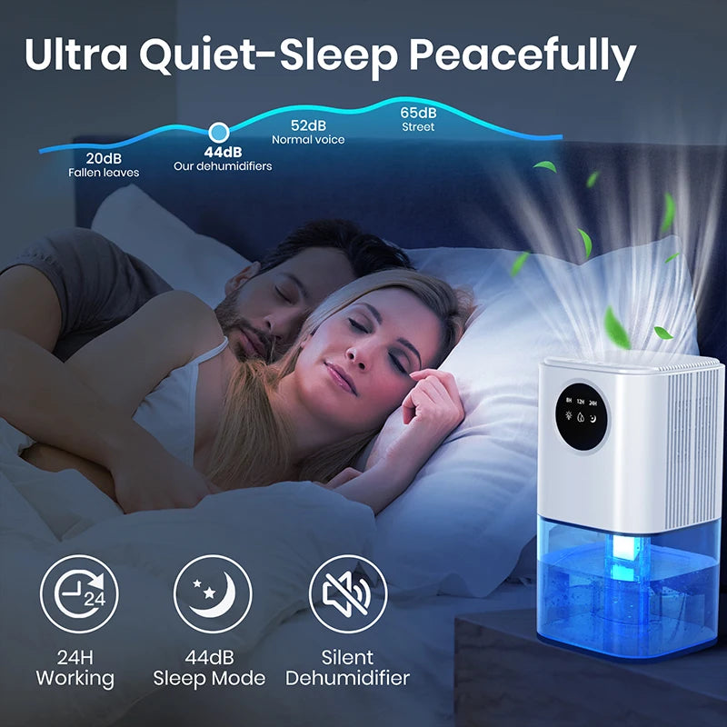B221 Smart Home Dehumidifier 1.7L Large Capacity Dehumidifier Bathroom Basement Timing Dehumidifier with Colored Lights