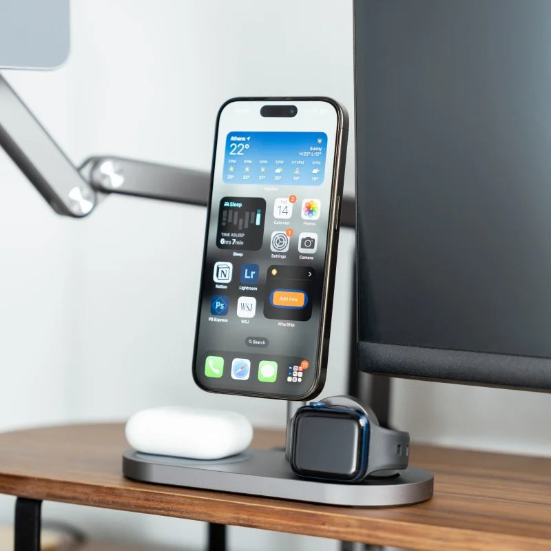 KUXIU 3 in 1 Magnetic Wireless Charger Stand For iPhone16/15/14/13 Pro,AirPods,iWatch,Aluminum Alloy Induction Charging Holder