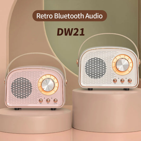 Retro Bluetooth Speaker Cute Mini Speaker with FM Radio Portable Wireless Speaker with TWS Music Player Hifi Stereo TF with USB