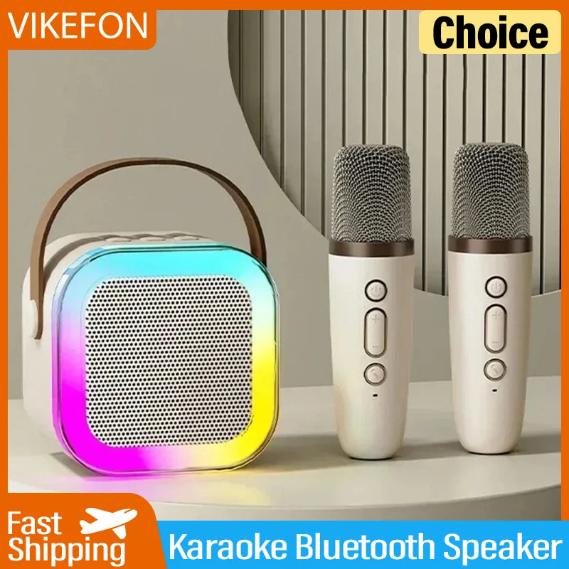 Bluetooth K12 Karaoke Machine Portable 5.3 PA Speaker System with 1-2 Wireless Microphones Home Family Singing Children's Gifts