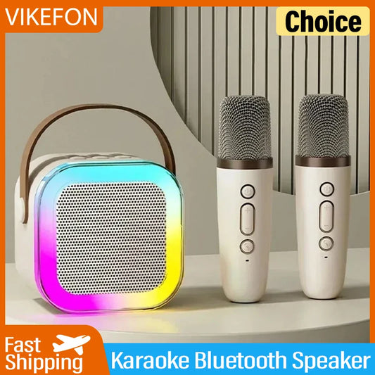 Bluetooth K12 Karaoke Machine Portable 5.3 PA Speaker System with 1-2 Wireless Microphones Home Family Singing Children's Gifts