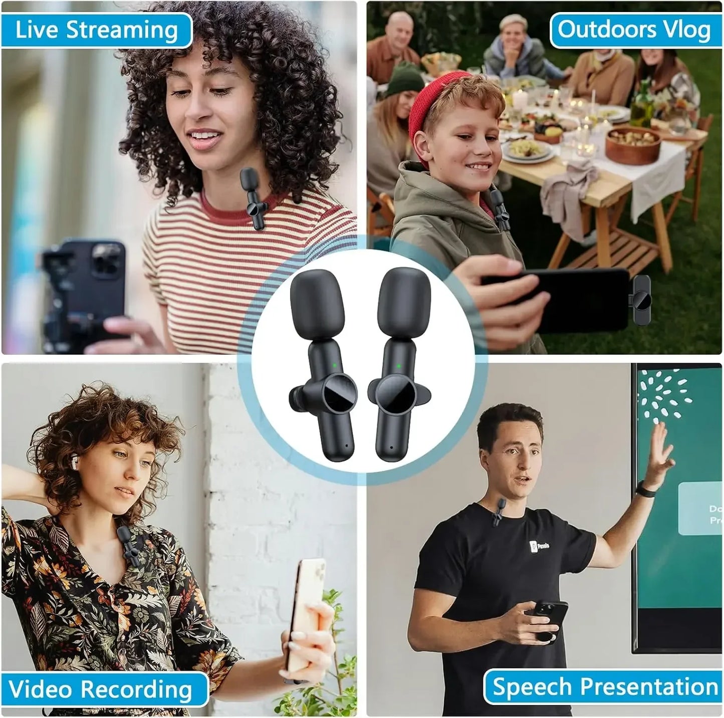 Wireless Lavalier Microphone for iPhone iPad Professional Mini Noise Canceling Microphone for Video Recording Interviews