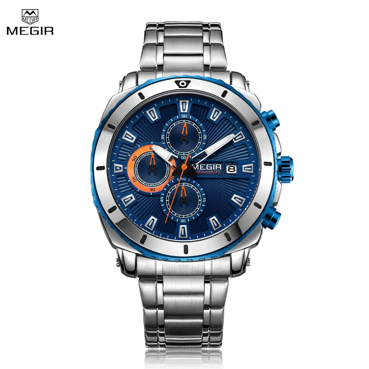 MEGIR Chronograph Quartz Men Watch Luxury Brand Stainless Steel Business Wrist Watches Male Clock Hour Time Relogio Masculino