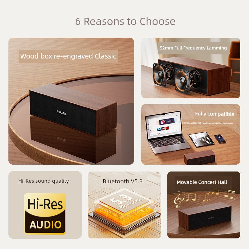 Lenovo Bluetooth Wooden Desktop Portable Speaker