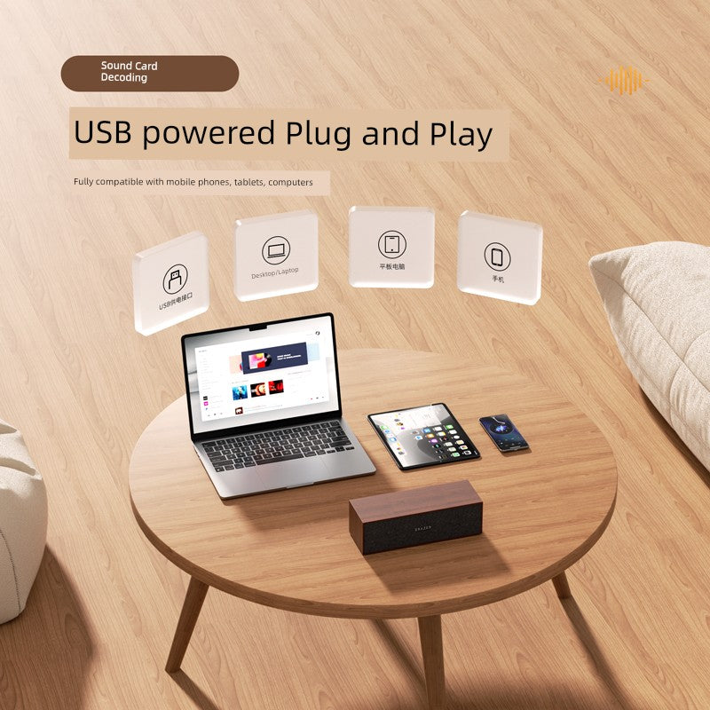 Lenovo Bluetooth Wooden Desktop Portable Speaker