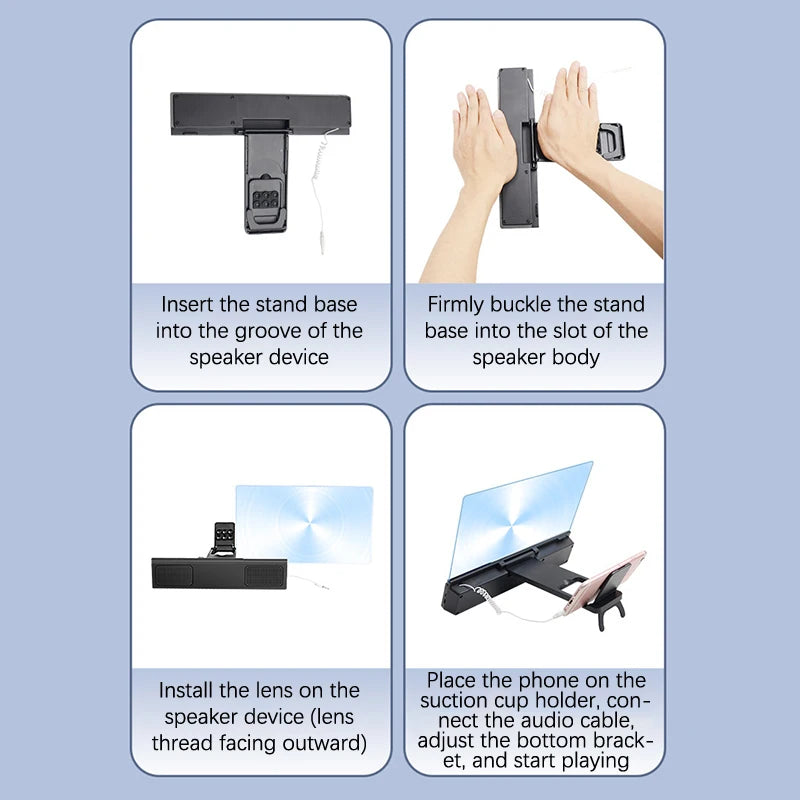 3D Screen Amplifiers Mobile Phone Magnifier With Enlarged Speaker Video Amplifier Stand Magnifying Folding Desk Audio Anti-Blue