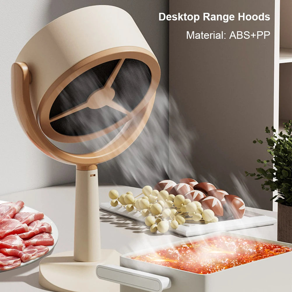Desktop Range Hood Extractor Exhaust Portable USB Charging Mini Range Hood Adjustable Angle for Indoor BBQ Hot Pot